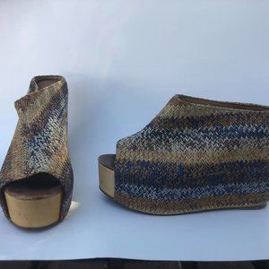 Jeffrey Campbell Virgo Wedge  Platform Blue/Tan